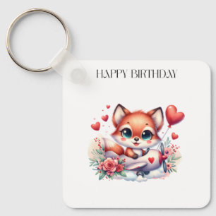 Fox Pilot Birthday Key Ring