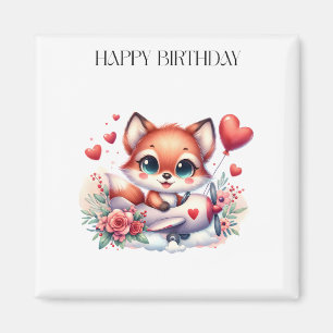 Fox Pilot Birthday Magnet