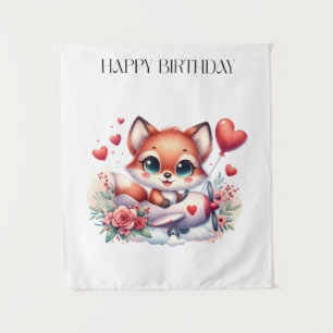 Fox Pilot Birthday Tapestry
