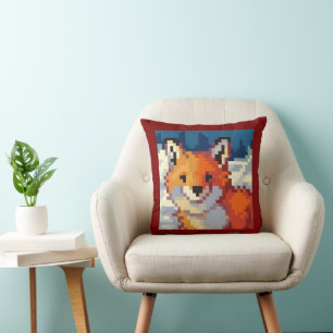 Fox, Pixel Art, Pixel Art, Pixel Art Cushion