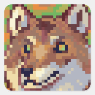 Fox, Pixelart Square Sticker