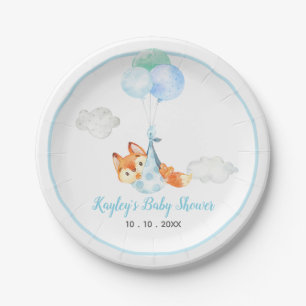 Fox Plates - Boy Baby Shower with Balloon