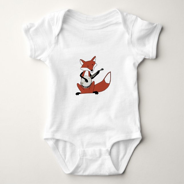 Fox Playing the Banjo Baby Bodysuit (Front)