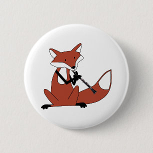 Fox Playing the Clarinet 6 Cm Round Badge