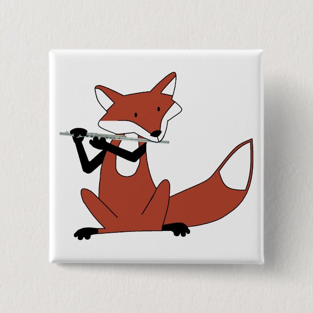 Fox Playing the Flute 15 Cm Square Badge (Front)