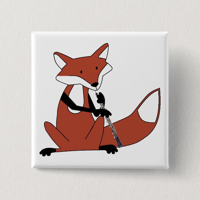 Fox Playing the Oboe 15 Cm Square Badge (Front)