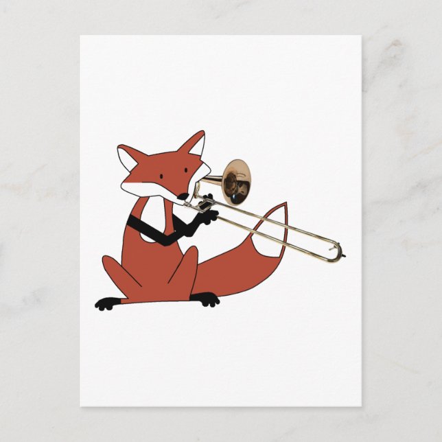 Fox Playing the Trombone Postcard (Front)