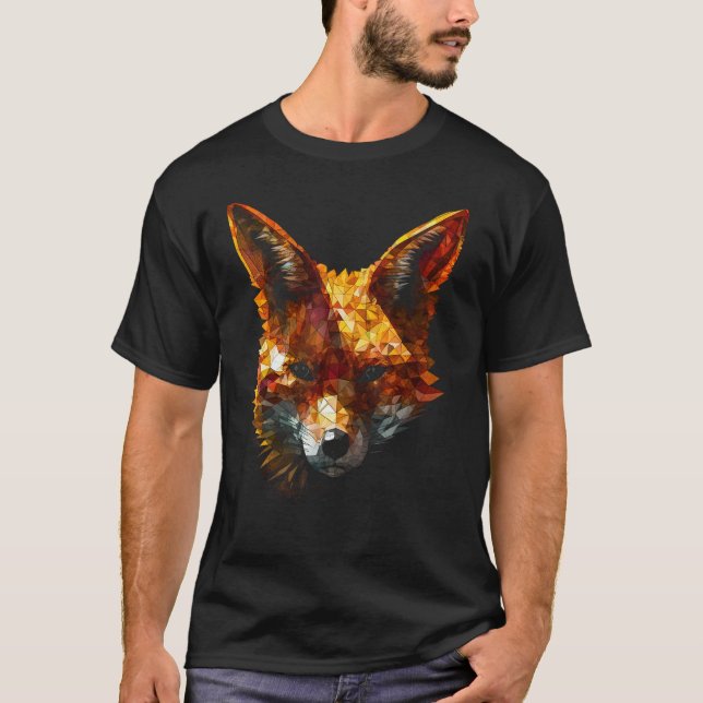 Fox Polygon  Art Animal Fox T-Shirt (Front)