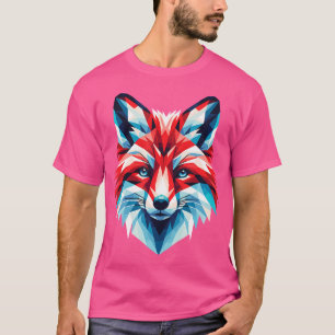 Fox Polygon Head Of Fox Animal With Blue Eyes Fox T-Shirt