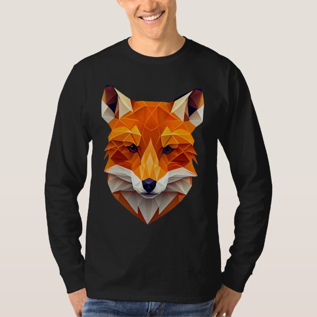 Fox Polygon Wild Animal  Wildlife Zookeeper Geomet T-Shirt (Front)