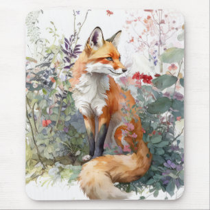 Fox Portrait Animal Painting Wildlife Outdoors Art Mouse Pad