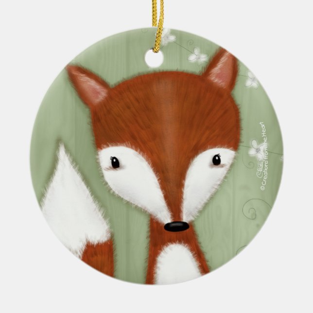 Fox Portrait Ceramic Tree Decoration (Front)
