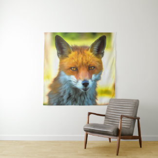 Fox Portrait Realistic Wildlife Art Tapestry