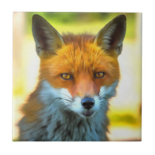 Fox Portrait Realistic Wildlife Art Tile