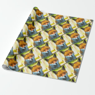 Fox Portrait Realistic Wildlife Art Wrapping Paper
