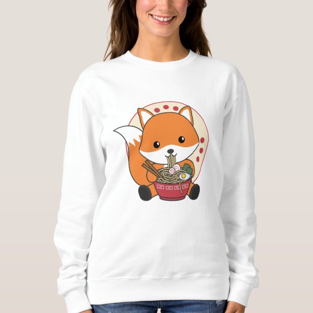 Fox Powered By Ramen Cute Kawaii Foxes Sweatshirt (Front)