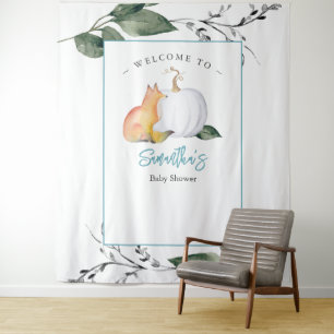 Fox Pumpkin Baby Shower Backdrops Boy Tapestry