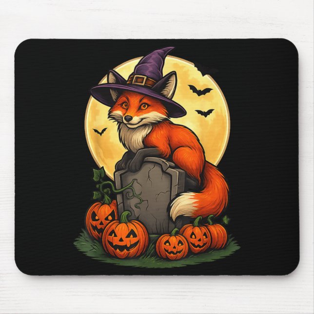 Fox Pumpkin Halloween Tees For Men Women Girls Cos Mouse Pad (Front)