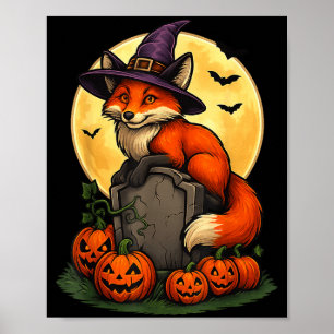 Fox Pumpkin Halloween Tees For Men Women Girls Cos Poster