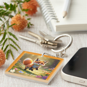 "Fox Pup's Meadow Fun" Key Ring