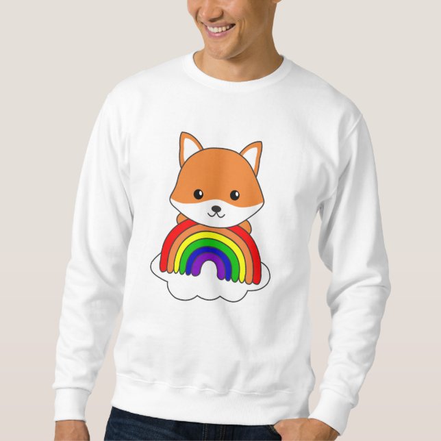 Fox Rainbow Cute Animals Colourful Foxes Forest Sweatshirt (Front)