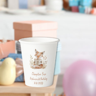 Fox Reading a Book Chapter One 1st Birthday Party  Paper Cups