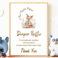 Fox Reading  New Chapter Begins Diaper Raffle Sign