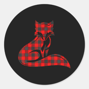 Fox Red Buffalo Plaid Prairie Vixen Matching Classic Round Sticker