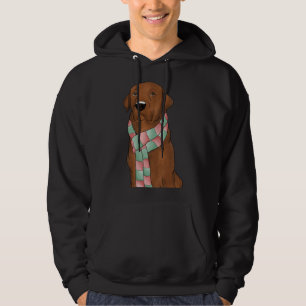 Fox Red Lab With Christmas Scarf Fitted Hoodie
