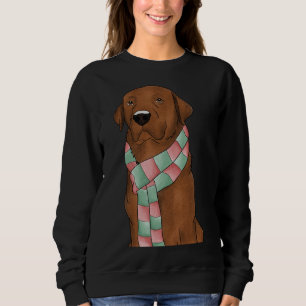 Fox Red Lab With Christmas Scarf Fitted Sweatshirt