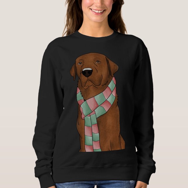 Fox Red Lab With Christmas Scarf Fitted Sweatshirt (Front)