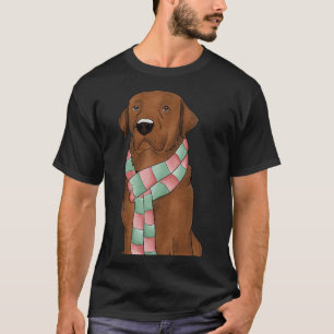 Fox Red Lab With Christmas Scarf Fitted T-Shirt