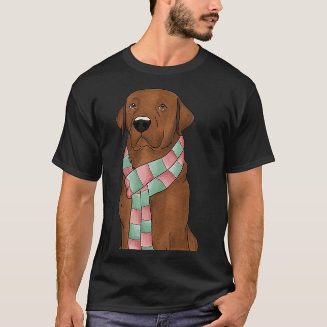 Fox Red Lab With Christmas Scarf Fitted T-Shirt (Front)