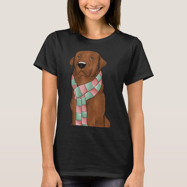 Fox Red Lab With Christmas Scarf Fitted T-Shirt (Front)