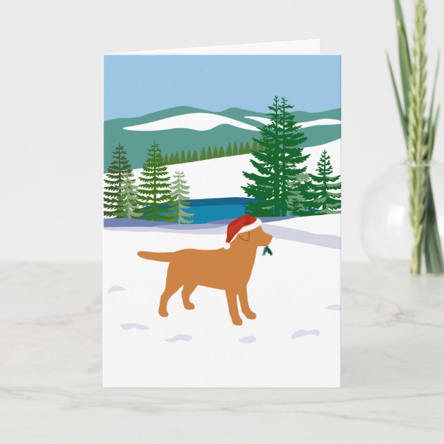 Fox Red Labrador Christmas Winter View Holiday Card (Front)