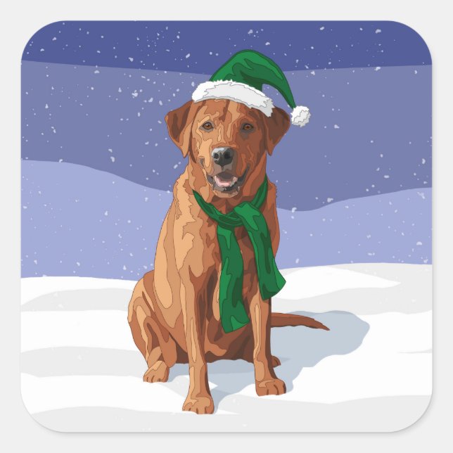 Fox Red Labrador Retriever Christmas Dog Square Sticker (Front)