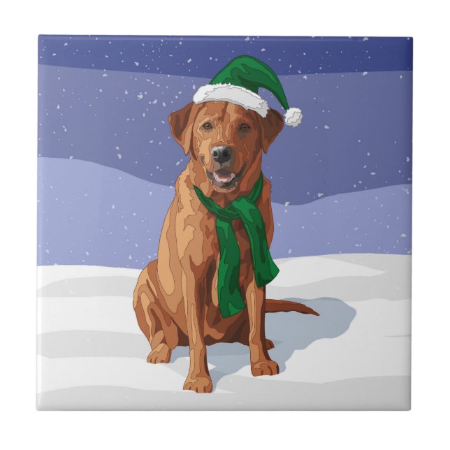 Fox Red Labrador Retriever Christmas Dog Tile (Front)