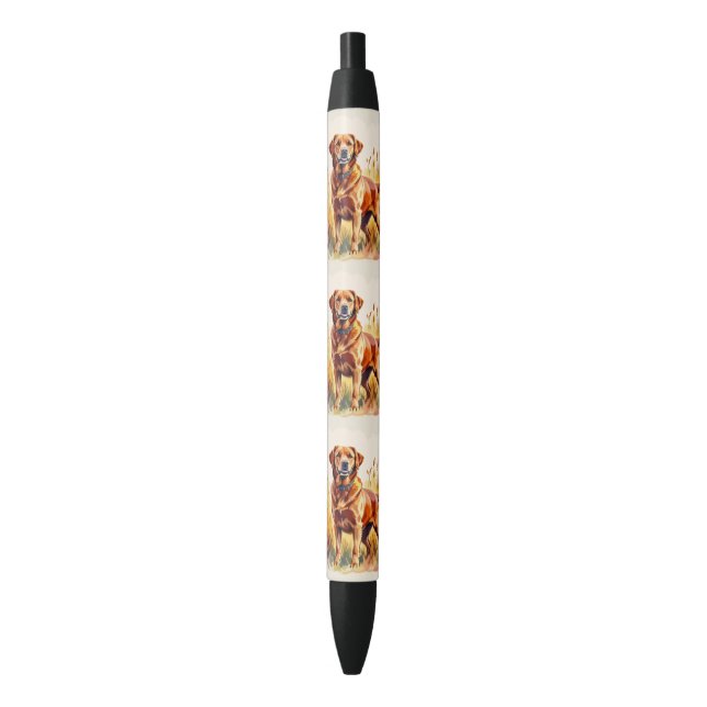 Fox Red Labrador Retriever Dog Black Ink Pen (Front Vertical)