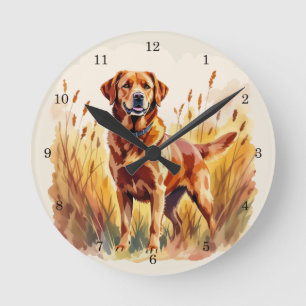 Fox Red Labrador Retriever Dog Round Clock