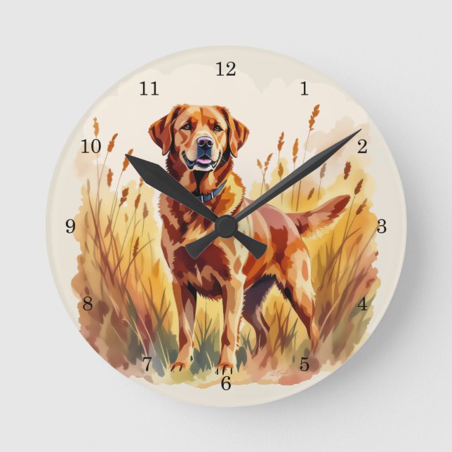 Fox Red Labrador Retriever Dog Round Clock (Front)