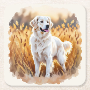 Fox Red Labrador Retriever Dog Square Paper Coaster