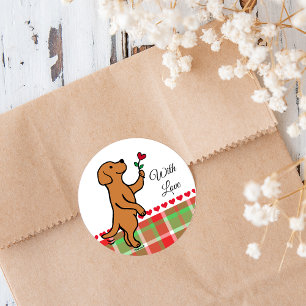 Fox Red Labrador Tiny Heart Flower Valentine Classic Round Sticker
