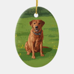 Fox Red Yellow Labrador Retriever Dog Ceramic Tree Decoration