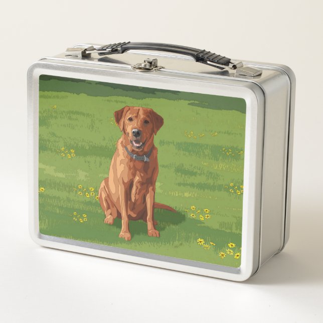 Fox Red Yellow Labrador Retriever Dog Metal Lunch Box (Front)