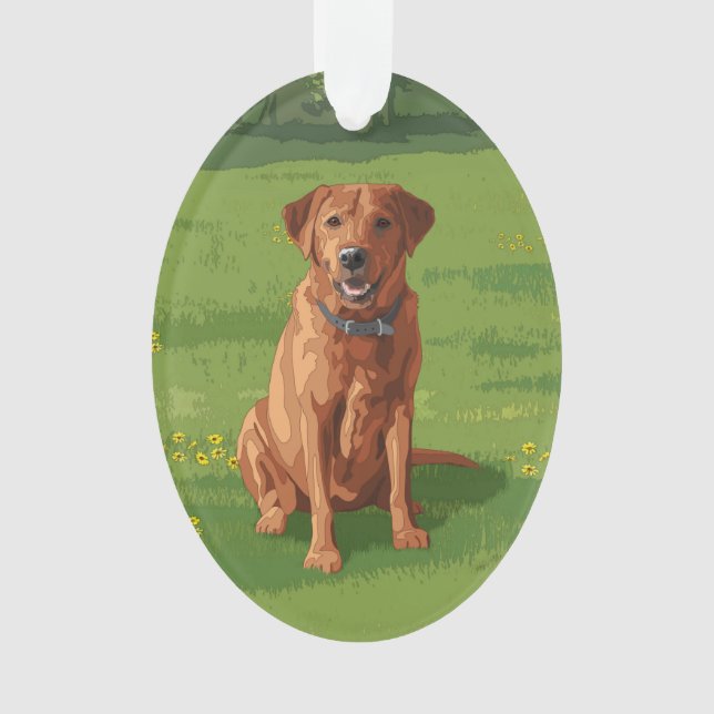 Fox Red Yellow Labrador Retriever Dog Ornament (Front)