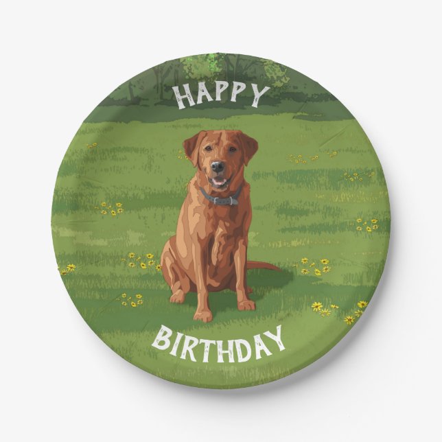 Fox Red Yellow Labrador Retriever Dog Paper Plate (Front)