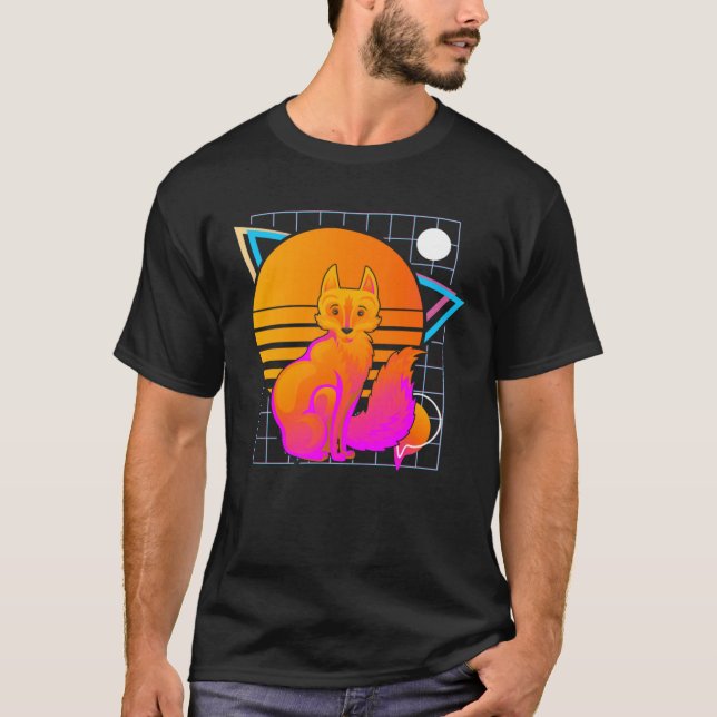 Fox Retro 80s Style Vintage Animal T-Shirt (Front)