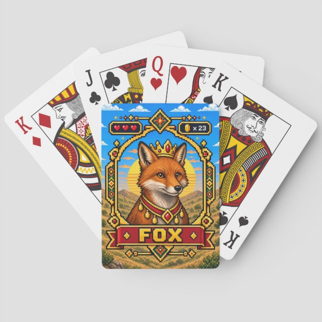 Fox Retro 8-Bit Pixel Art Playing Cards (Back)