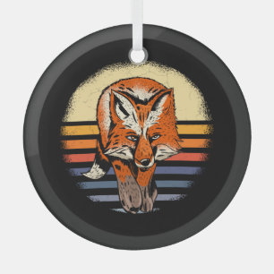 Fox Retro Vintage Glass Tree Decoration