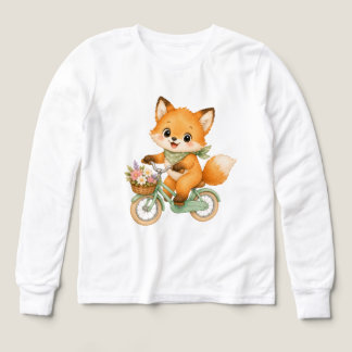 Fox Riding Green Bicycle Boys T-Shirt